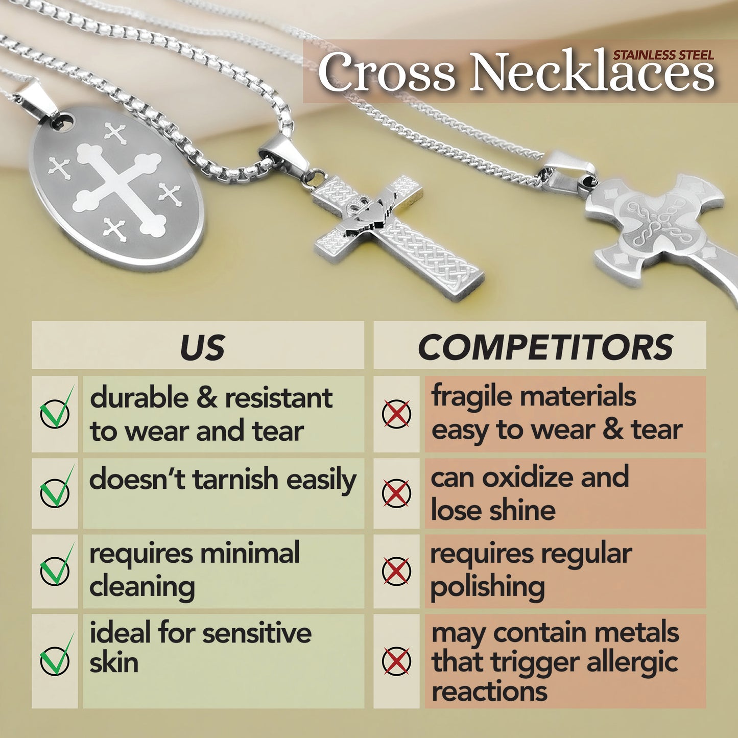 Sideways Cross Pendant Necklace Religious Christian Jewelry Gift for Women Girl Communion Confirmations Gifts
