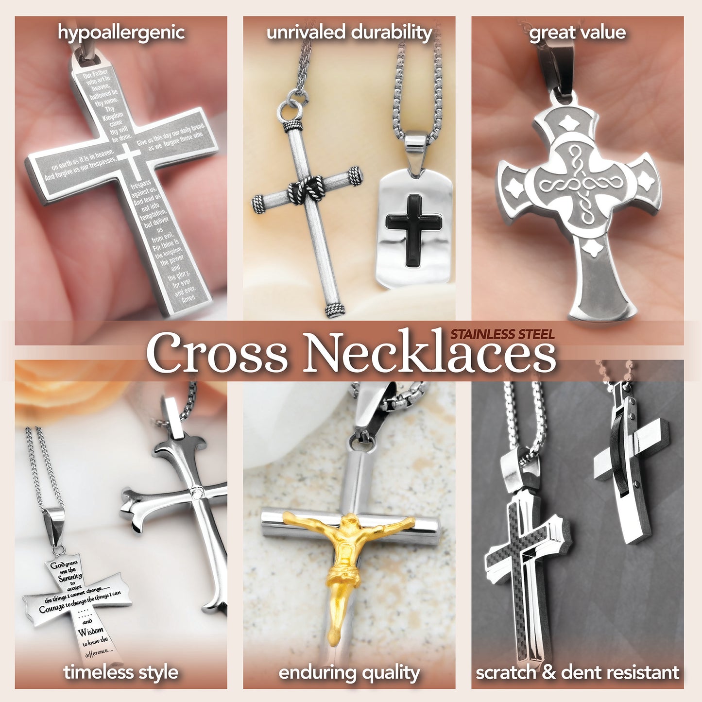 Sideways Cross Pendant Necklace Religious Christian Jewelry Gift for Women Girl Communion Confirmations Gifts