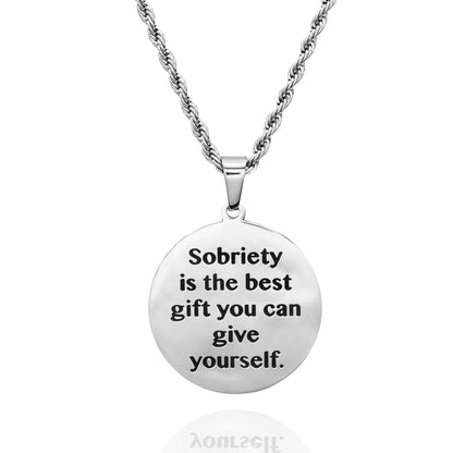 Sobriety Stainless Steel Recovery Pendant Necklace - Inspirational Sobriety Gift