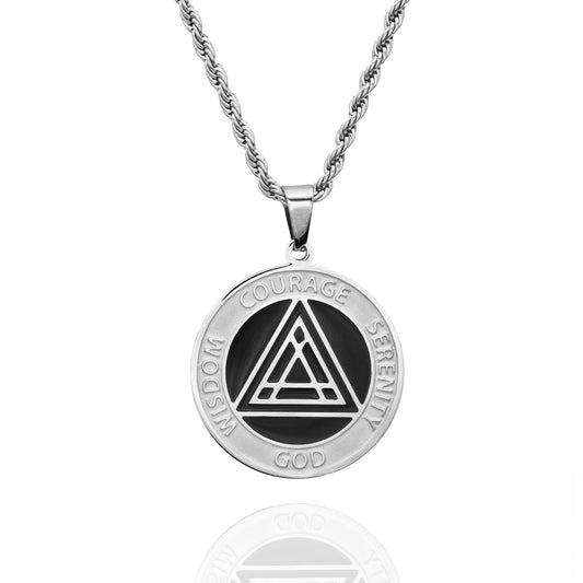 Sobriety Stainless Steel Recovery Pendant Necklace - Inspirational Sobriety Gift