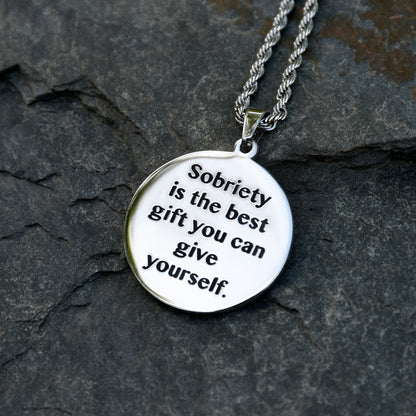 Sobriety Stainless Steel Recovery Pendant Necklace - Inspirational Sobriety Gift