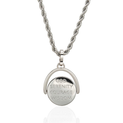 Recovery Equilateral Triangle Revolving Circle Pendant Necklace Sobriety Support Jewelry Gift Stainless Steel Jewelry for Women or Men