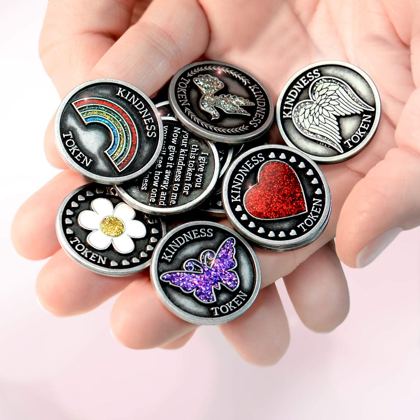 Kindness Tokens Pewter Appreciation Coins with Inspirational Messages Set of 3 or Collection of 12