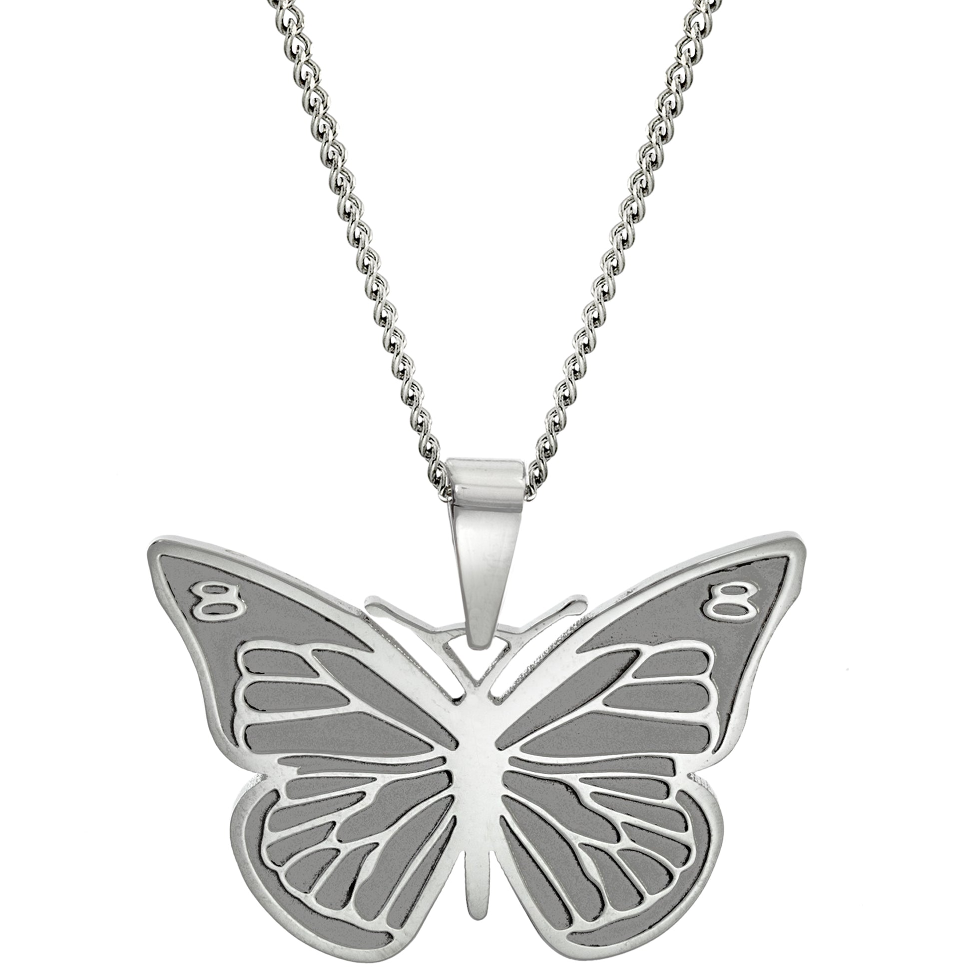 Fly Away Etched Wings Butterfly Pendant Necklace