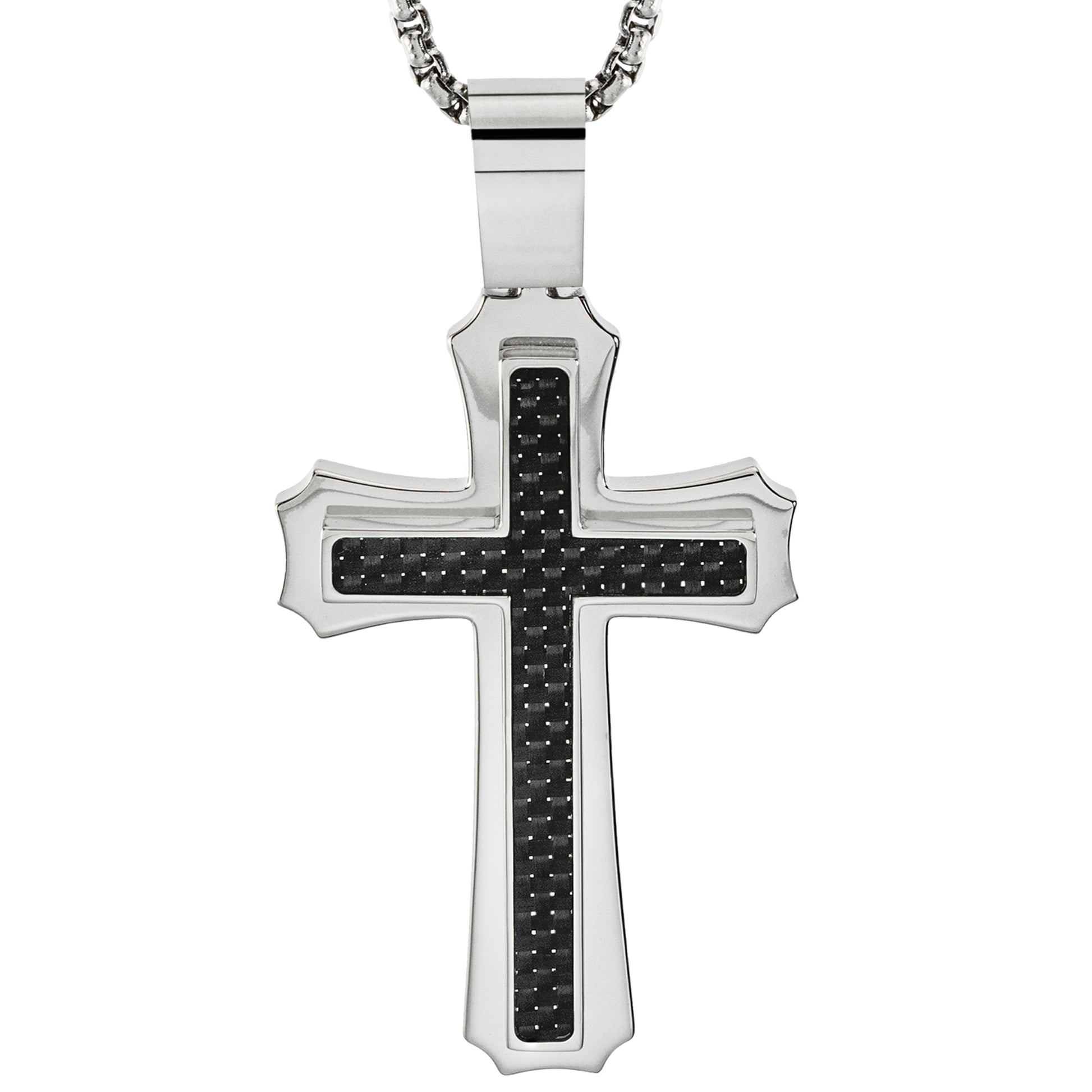 Black Stainless Black Cross With Blue Diamonds Peoples Men's