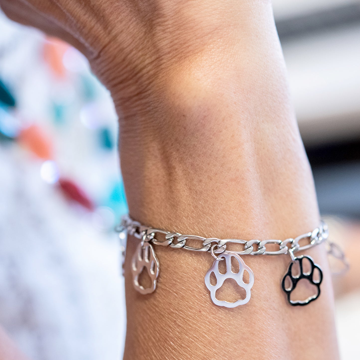 Paw Print Charm Bracelet Pet Lover Jewelry Gift Stainless Steel Fashion Jewelry for the Woman or Girl Who Loves Their Dog
