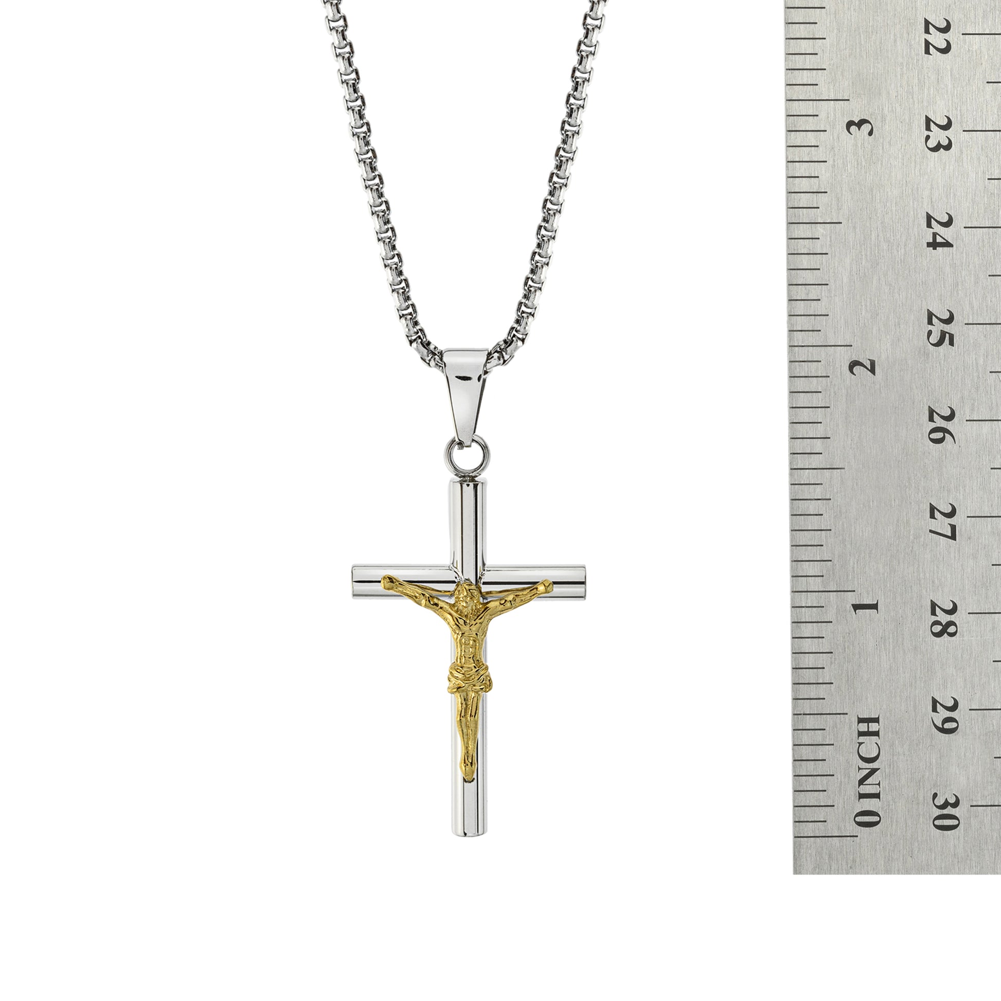 Elegant Two-Tone Stainless Steel Crucifix Necklace Unisex