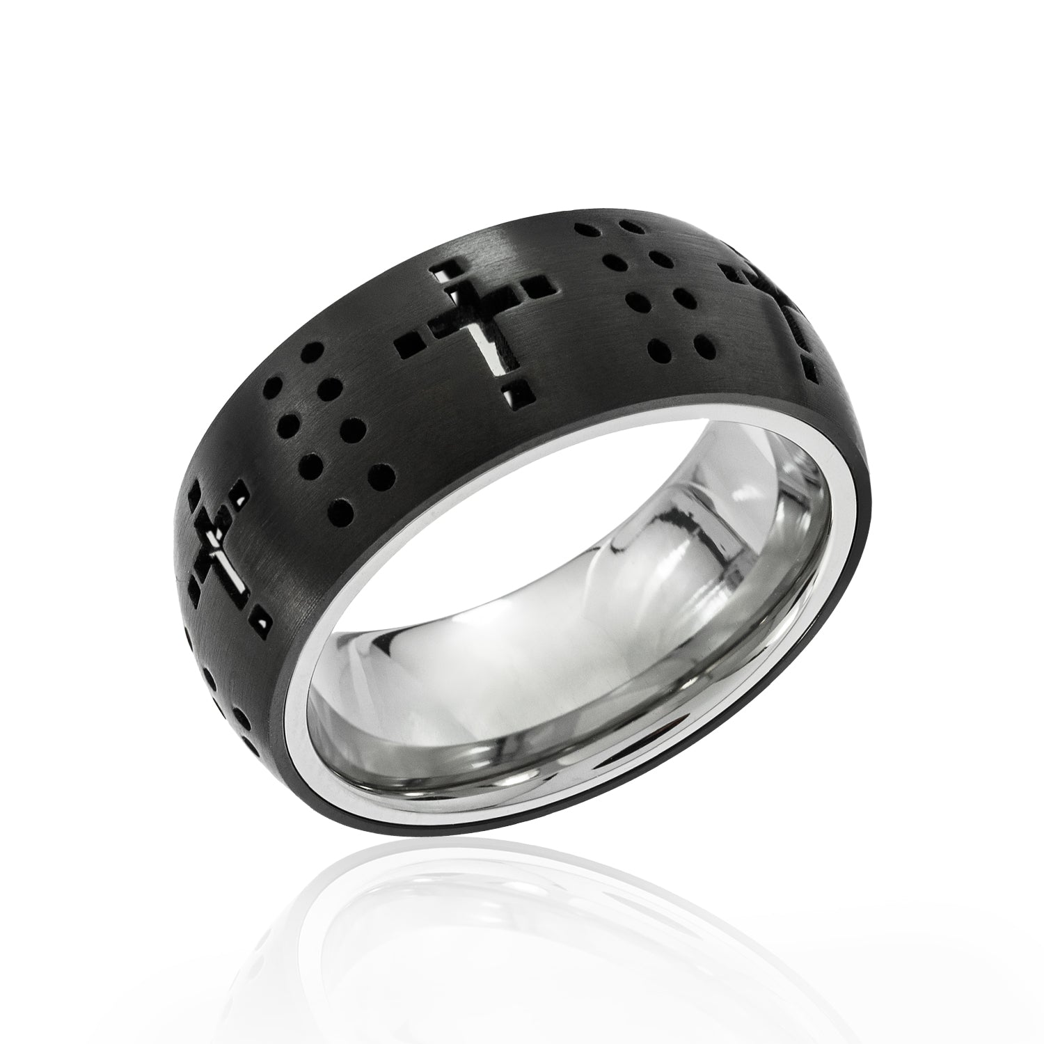 Unisex Stainless Steel Black Cross Ring - Modern Christian Faith ...