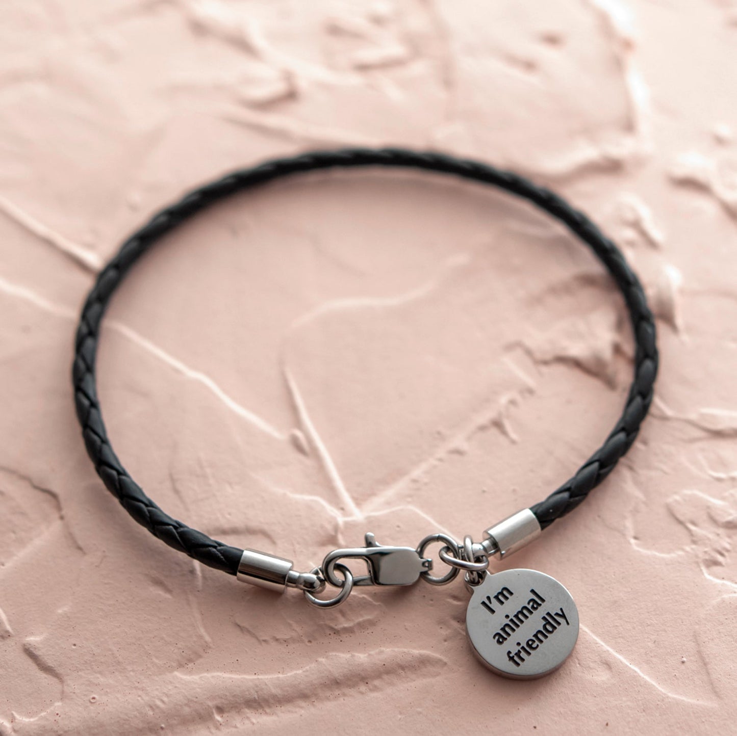 Women's Bracelet Animal Friendly Vegan Leather Paw Print Charm Bracelet Stainless Steel Jewelry