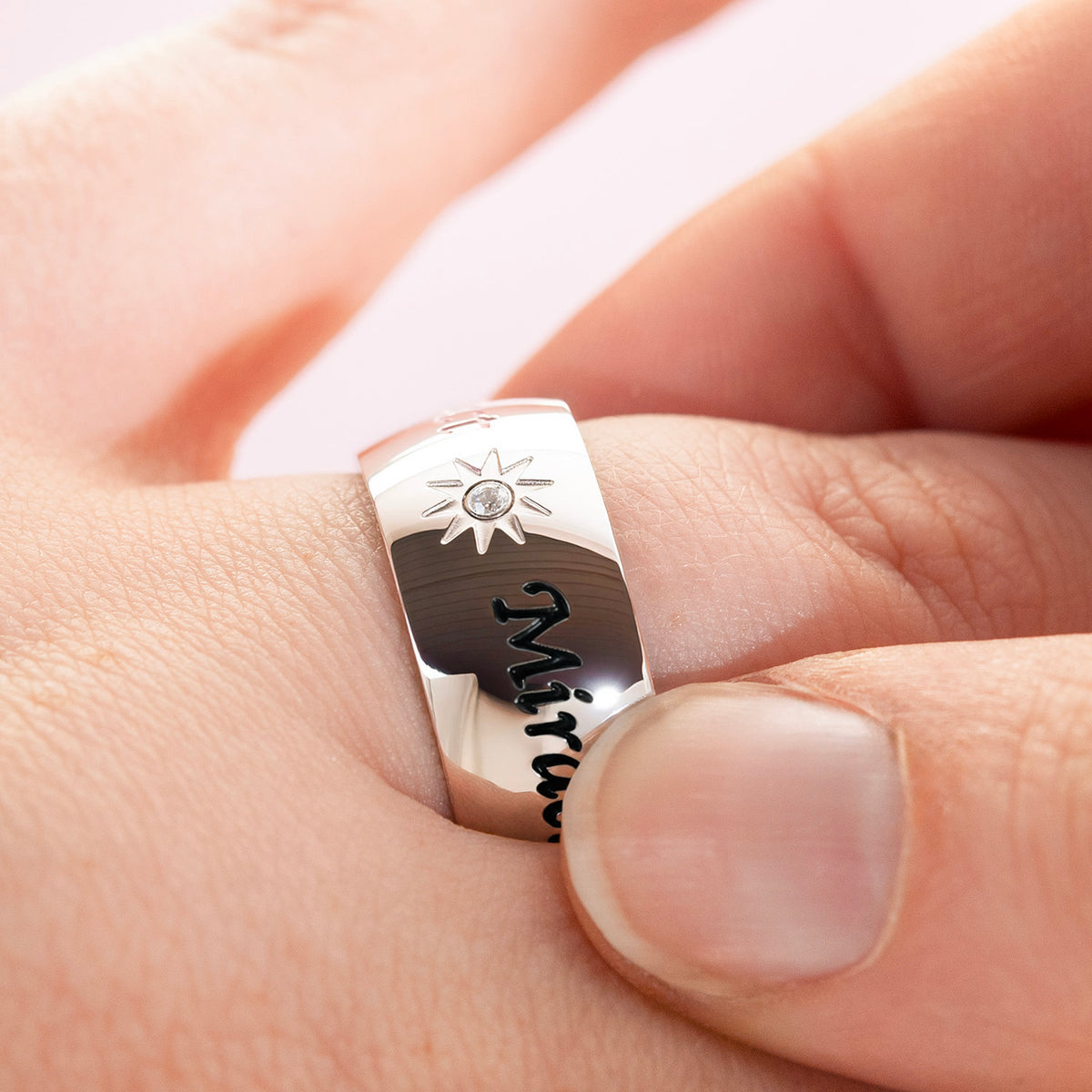 "Expect Miracles" Inspirational Ring with Cubic Zirconia Sun Design