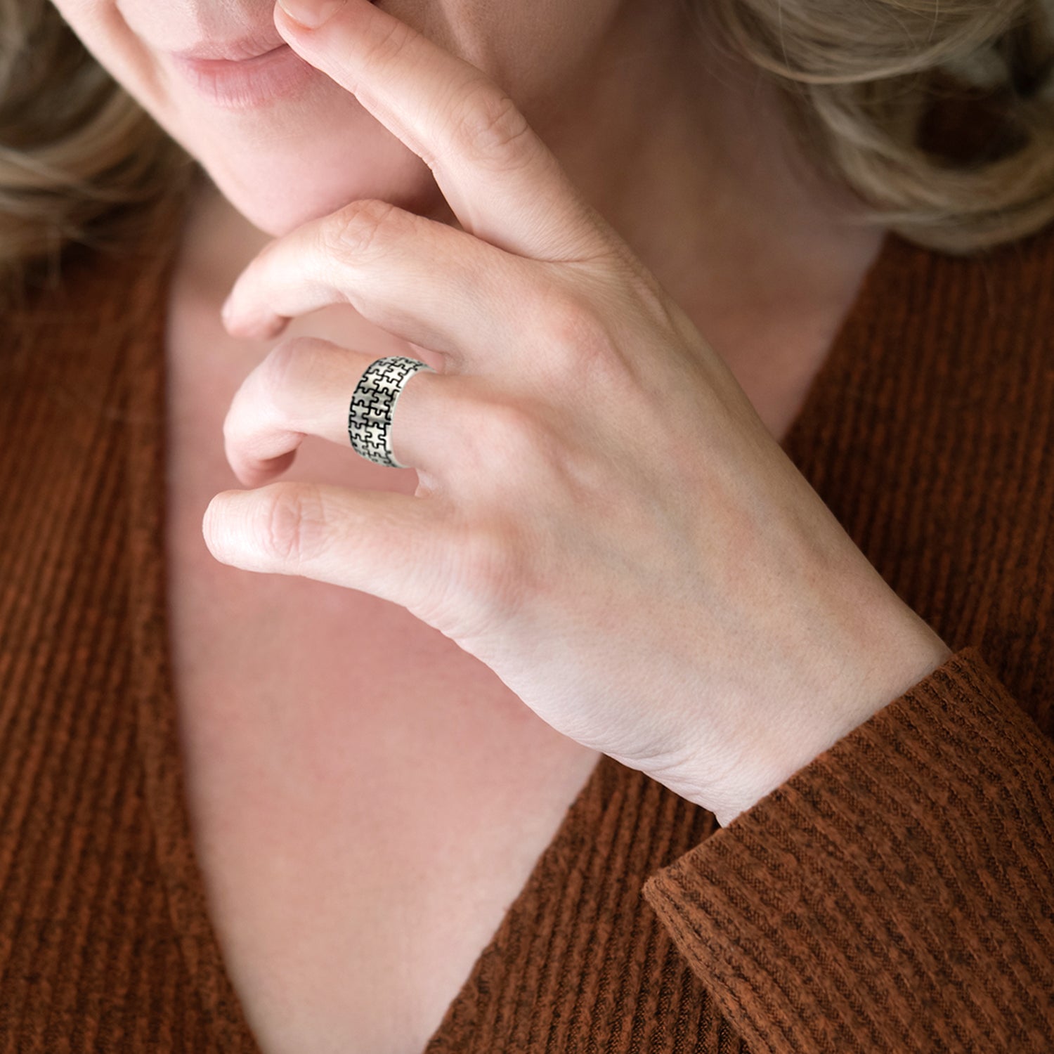 autism awareness puzzle ring