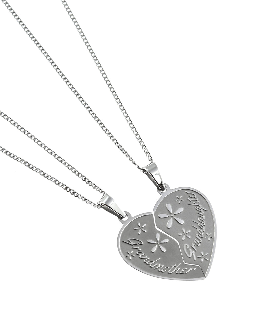 Grandmother and Granddaughter Heart Pendant Necklace