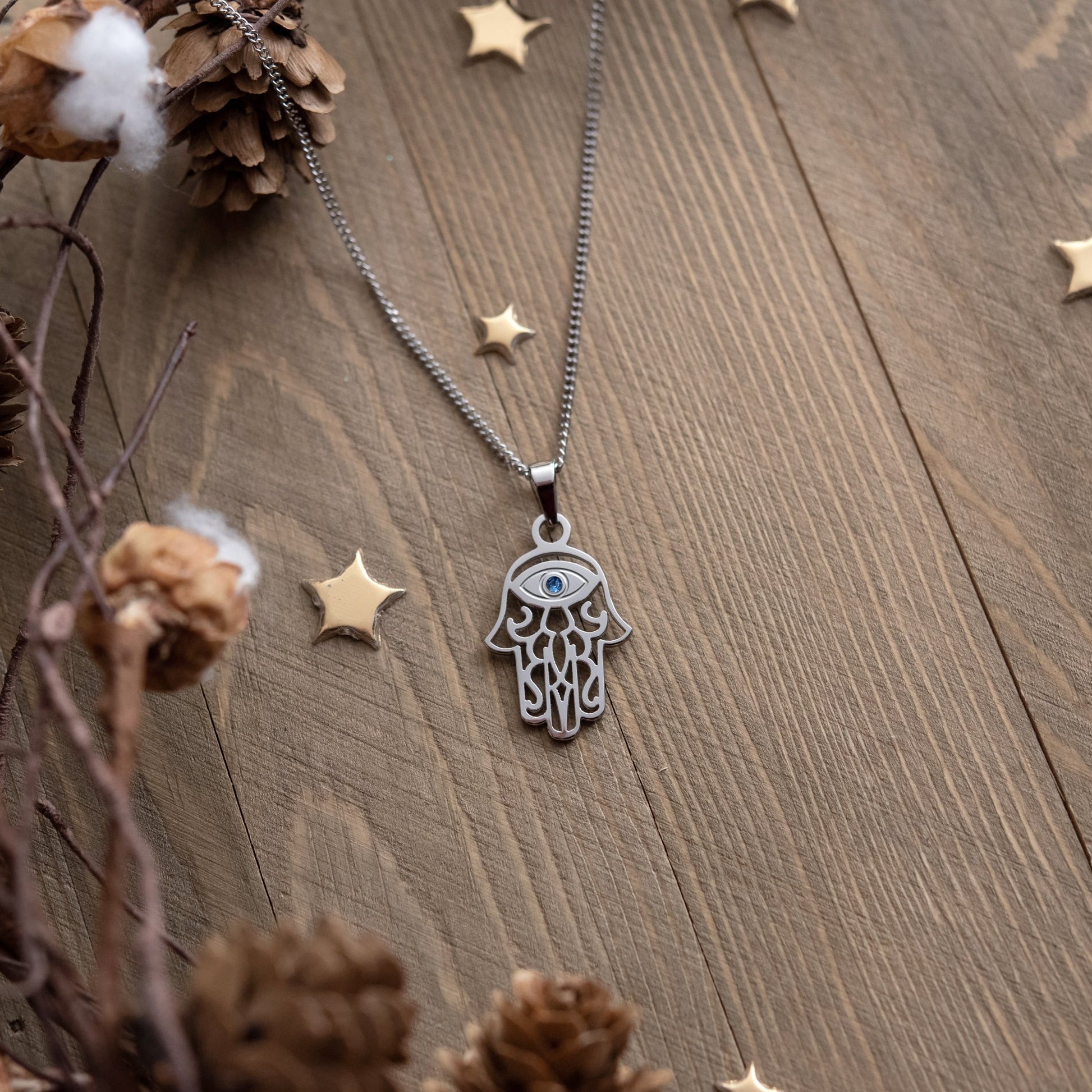 Spiritual Hamsa Hand Necklace Stainless Steel Protection Pendant