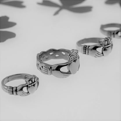 Celtic Claddagh Friendship Love Loyalty Ring Stainless Steel Jewelry for Women Girls Men Irish Symbol