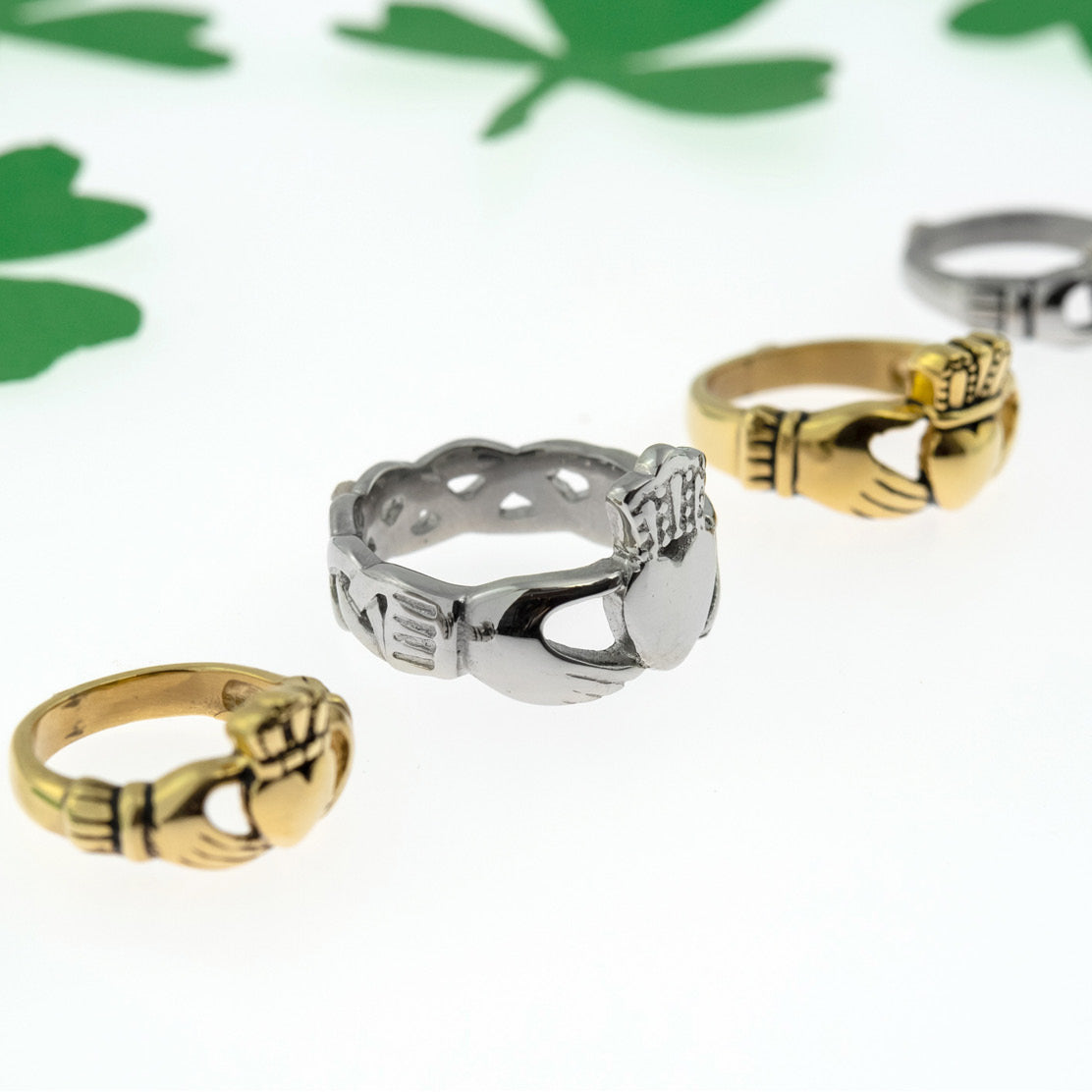 Celtic Claddagh Friendship Love Loyalty Ring Stainless Steel Jewelry for Women Girls Men Irish Symbol