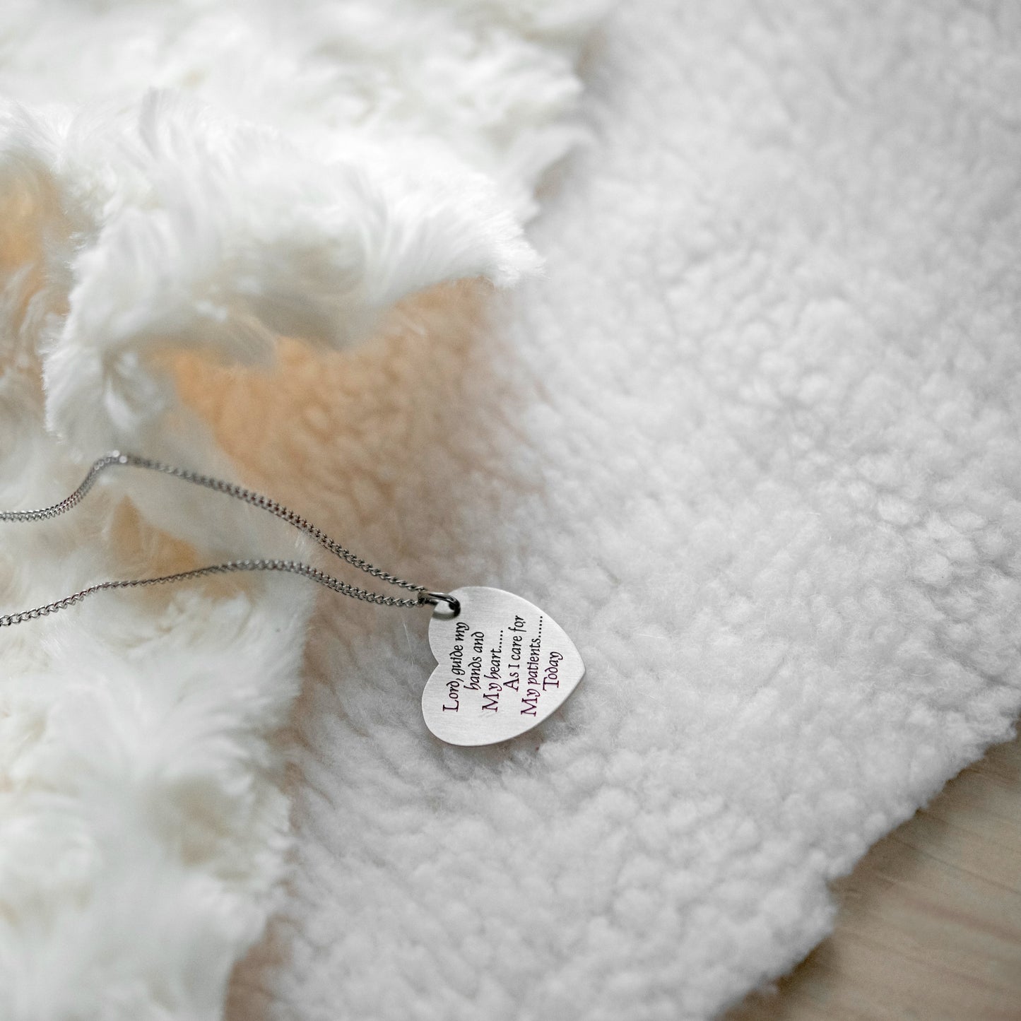 Heart Nurse's Prayer Pendant Necklace