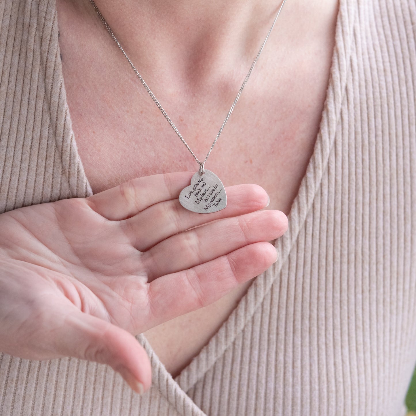 Heart Nurse's Prayer Pendant Necklace