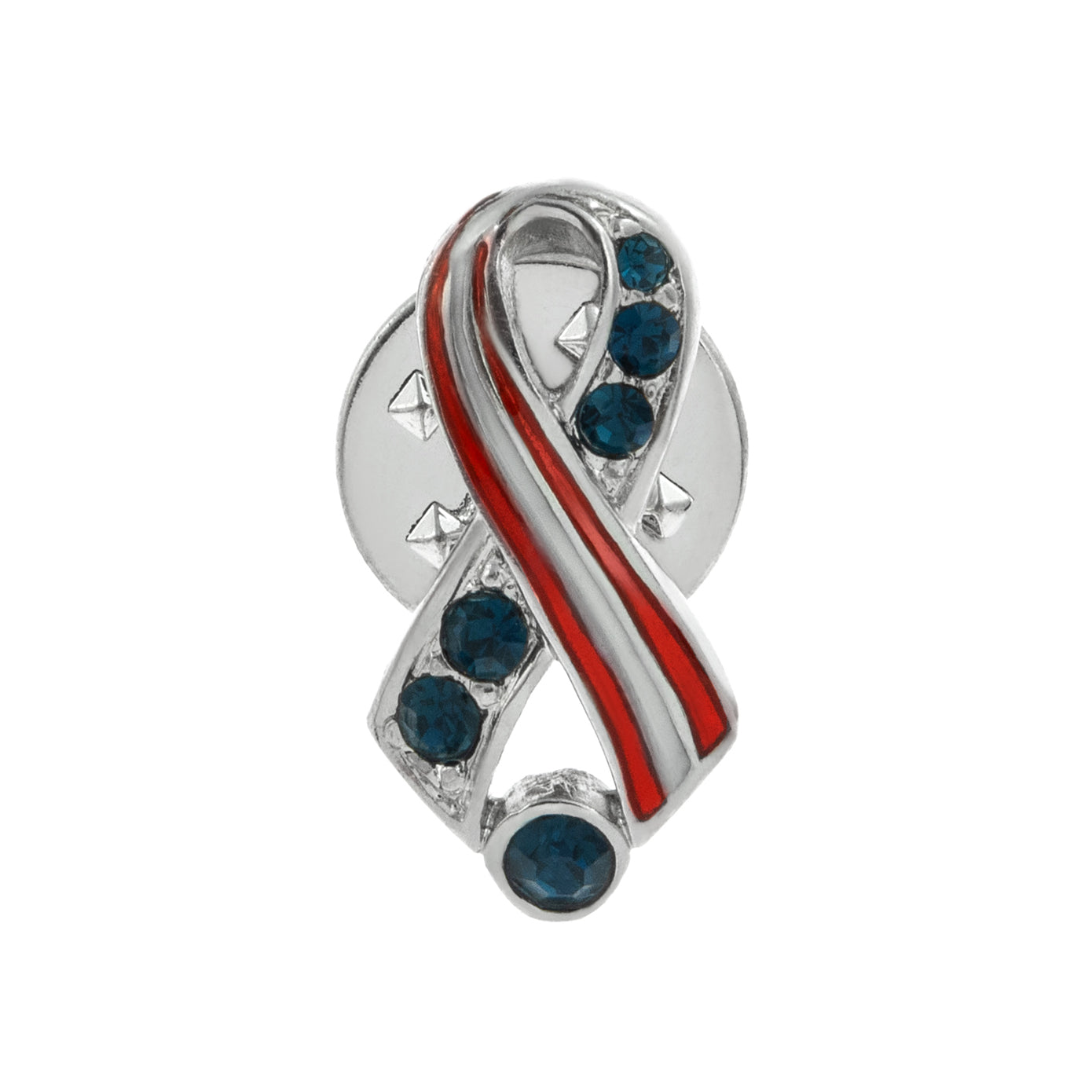 Patriotic American Flag Crystal and Enamel Ribbon Pin - Steel Plated B ...