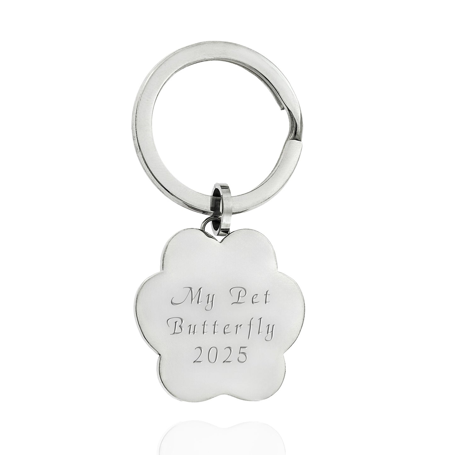 Who Rescued Who Paw Print Stainless Steel Pet Rescue Keyring
