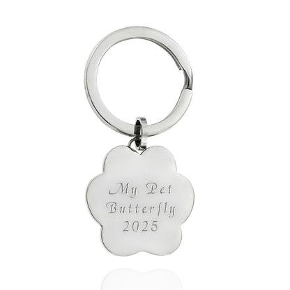Who Rescued Who Paw Print Stainless Steel Pet Rescue Keyring