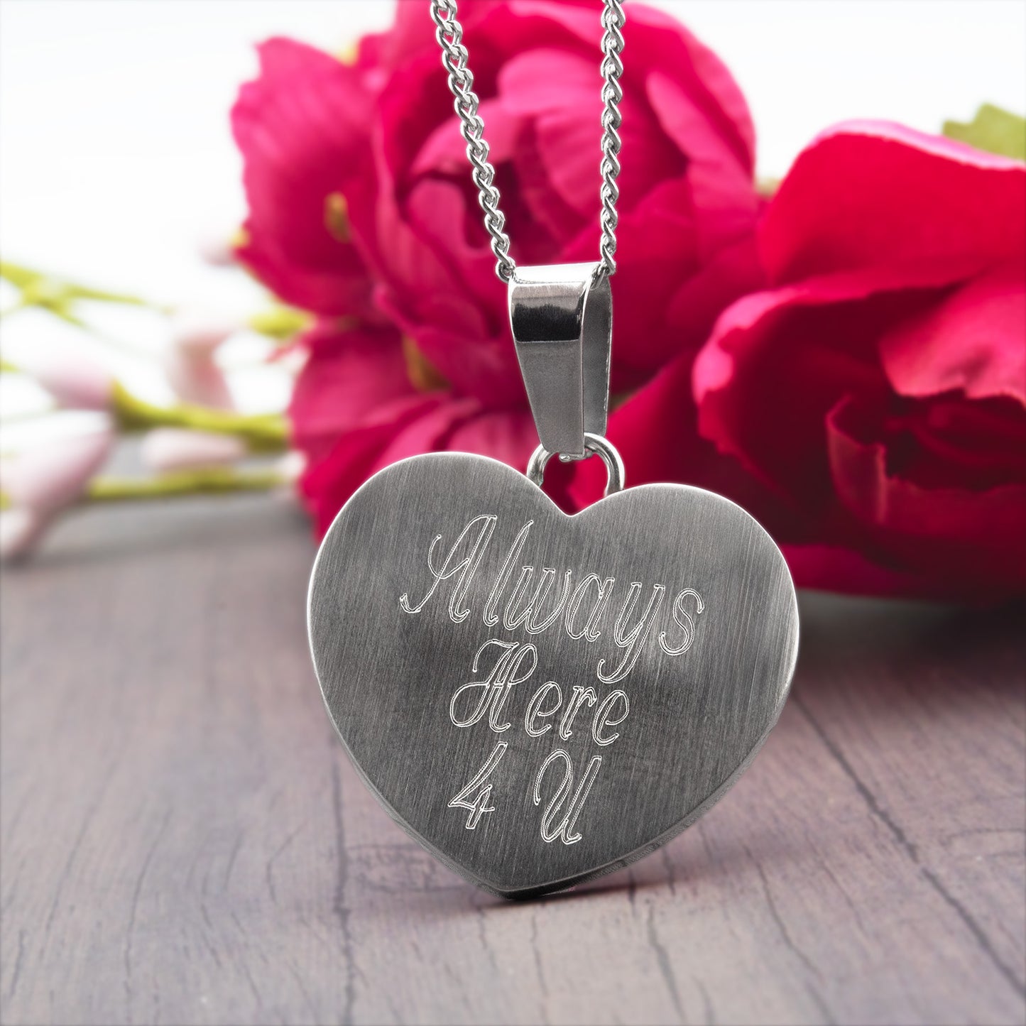 Footprints in the Sand Stainless Steel Heart Pendant Necklace - Inspirational Religious Jewelry Gift for Women
