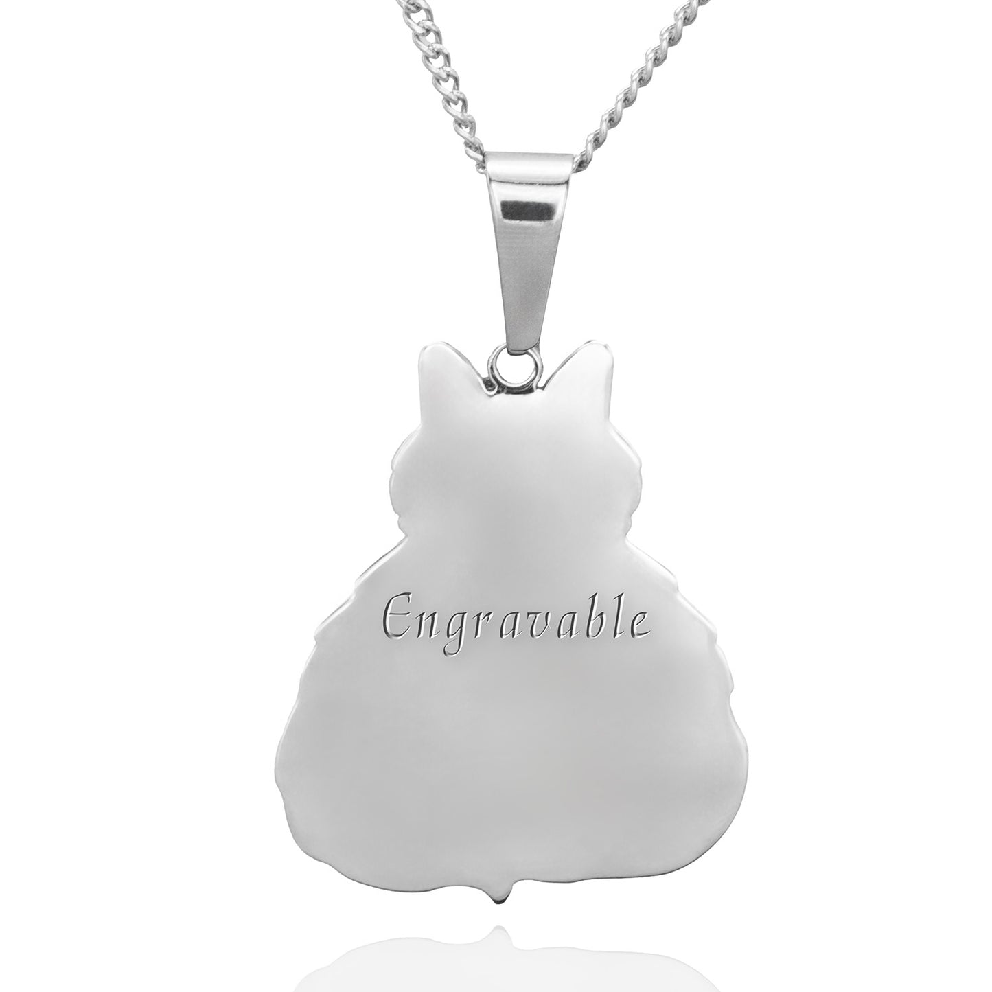 Stainless Steel Fluffy Cat Pendant Necklace - Adorable Cat Lover Gift Jewelry
