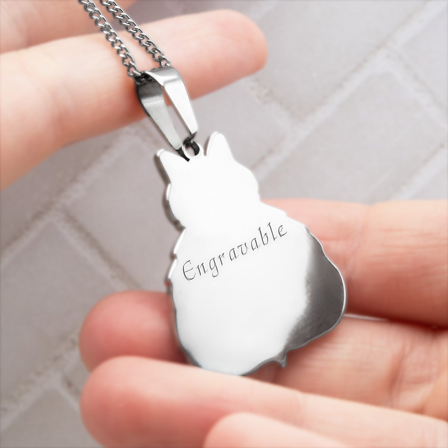 Stainless Steel Fluffy Cat Pendant Necklace - Adorable Cat Lover Gift Jewelry