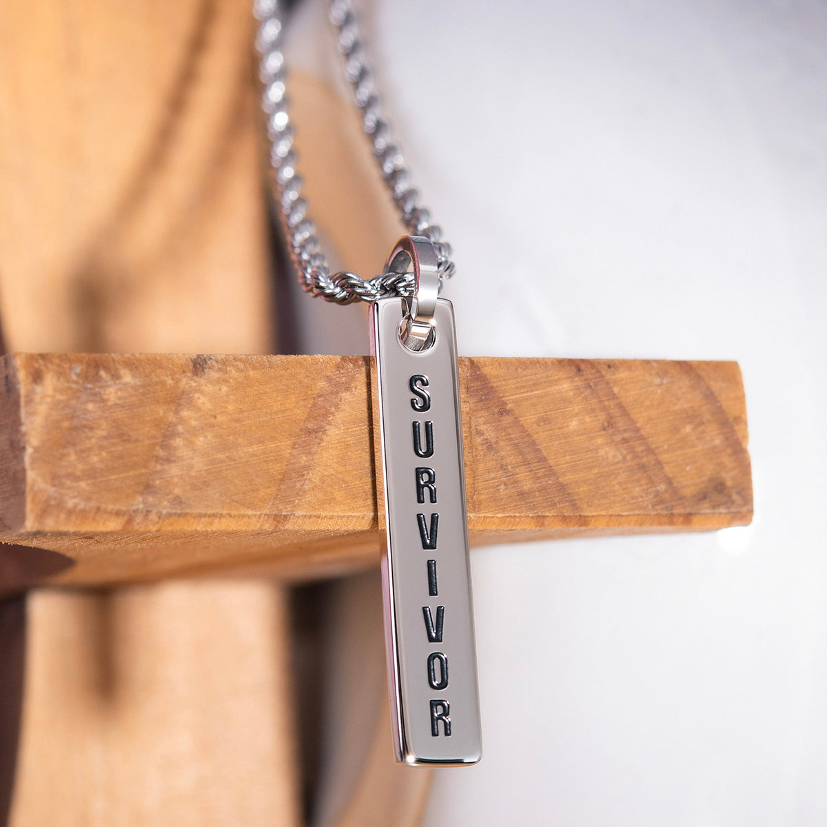 Survivor Stainless Steel Recovery Pendant Necklace Sobriety Cancer Jewelry Gift