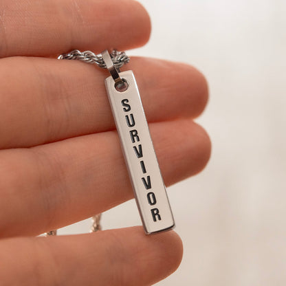 Survivor Stainless Steel Recovery Pendant Necklace Sobriety Cancer Jewelry Gift