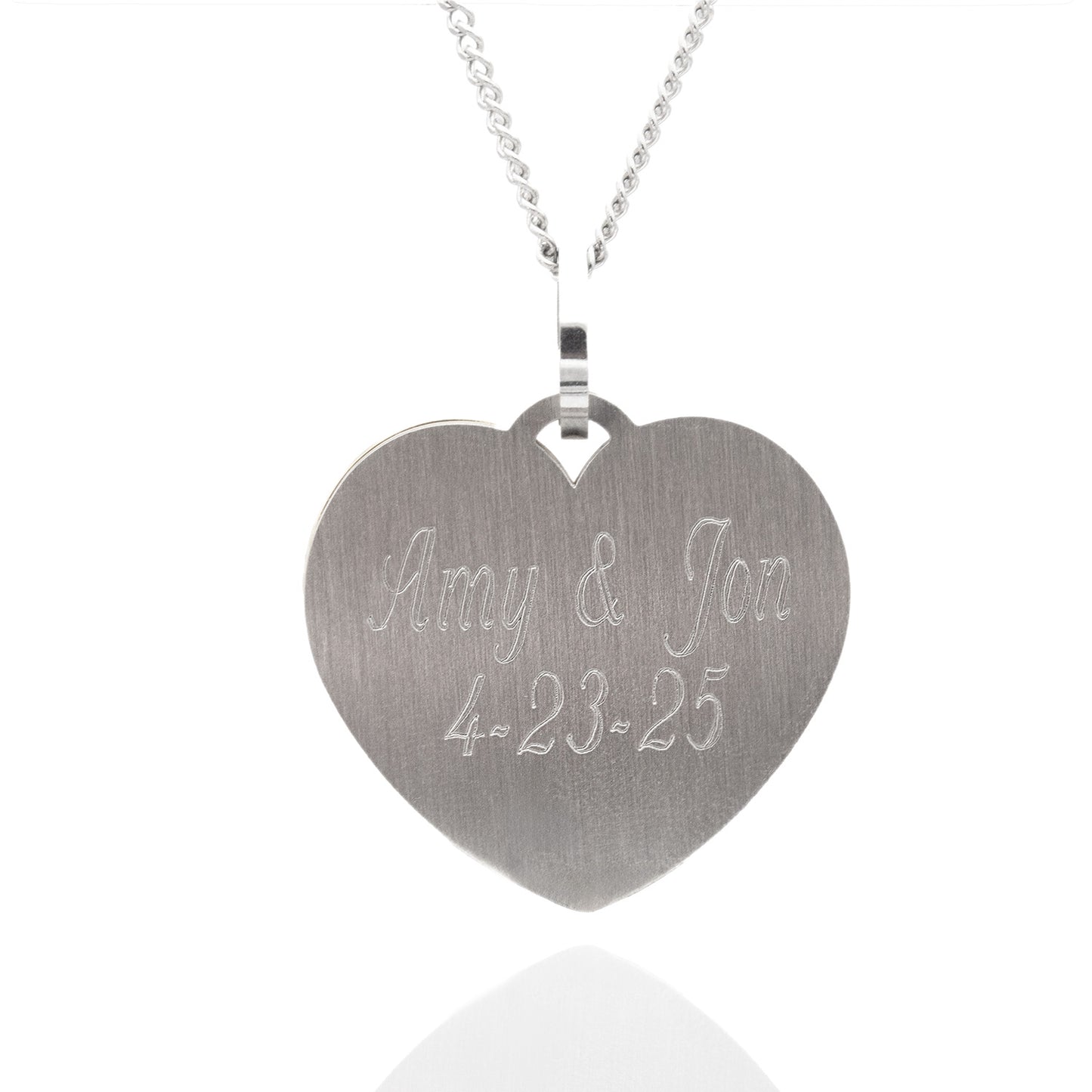 Gold Rose Heart Pendant Necklace - Engraved "Words Can't Tell How Much I Love You"