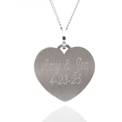 Gold Rose Heart Pendant Necklace - Engraved "Words Can't Tell How Much I Love You"