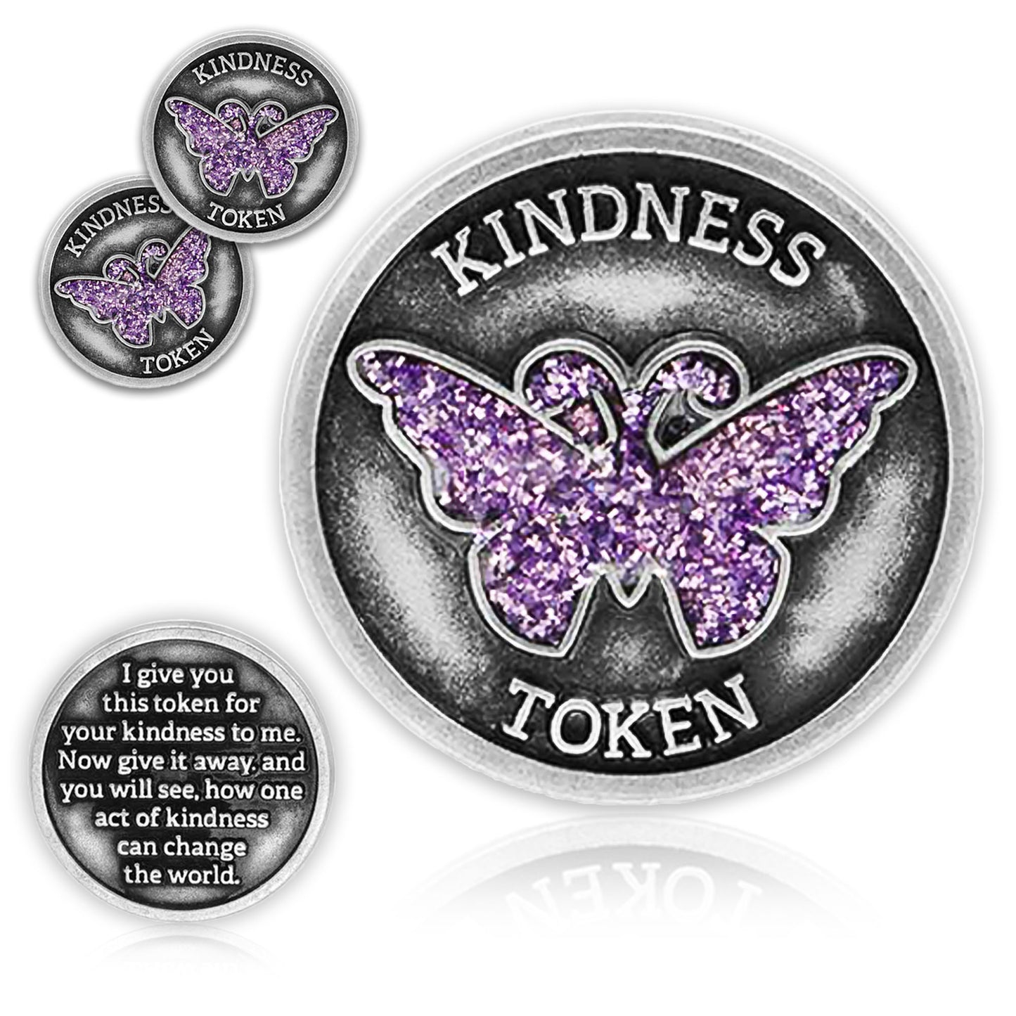 Kindness Tokens Pewter Appreciation Coins with Inspirational Messages Set of 3 or Collection of 12