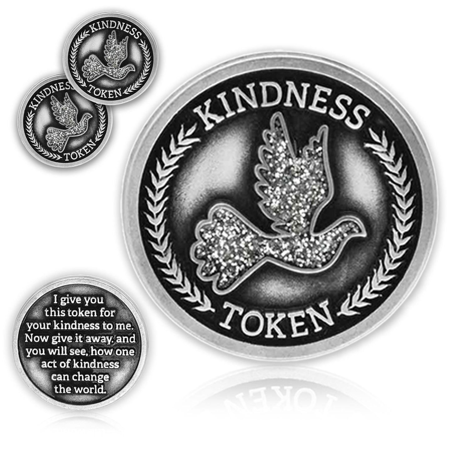 Kindness Tokens Pewter Appreciation Coins with Inspirational Messages Set of 3 or Collection of 12