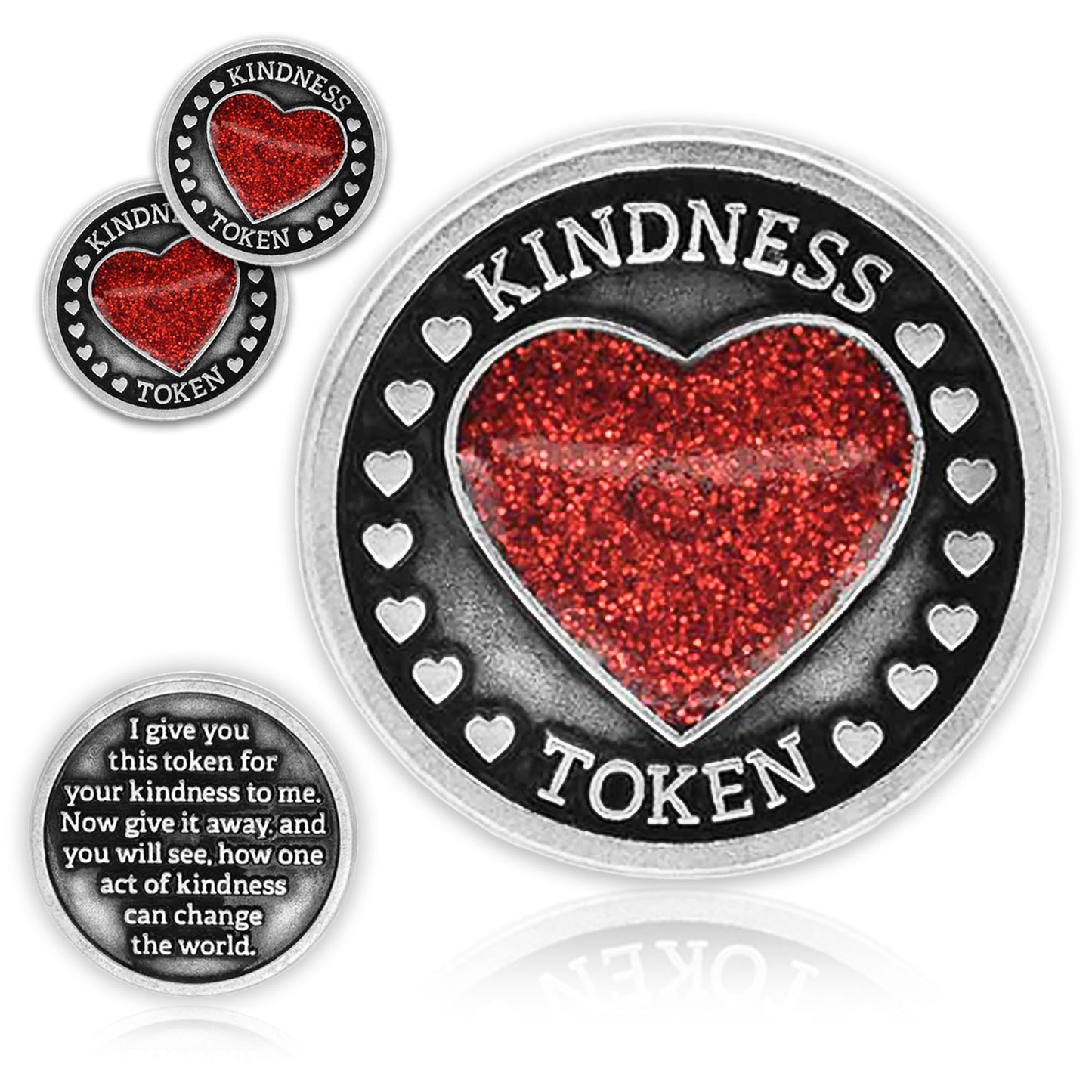 Kindness Tokens Pewter Appreciation Coins with Inspirational Messages Set of 3 or Collection of 12