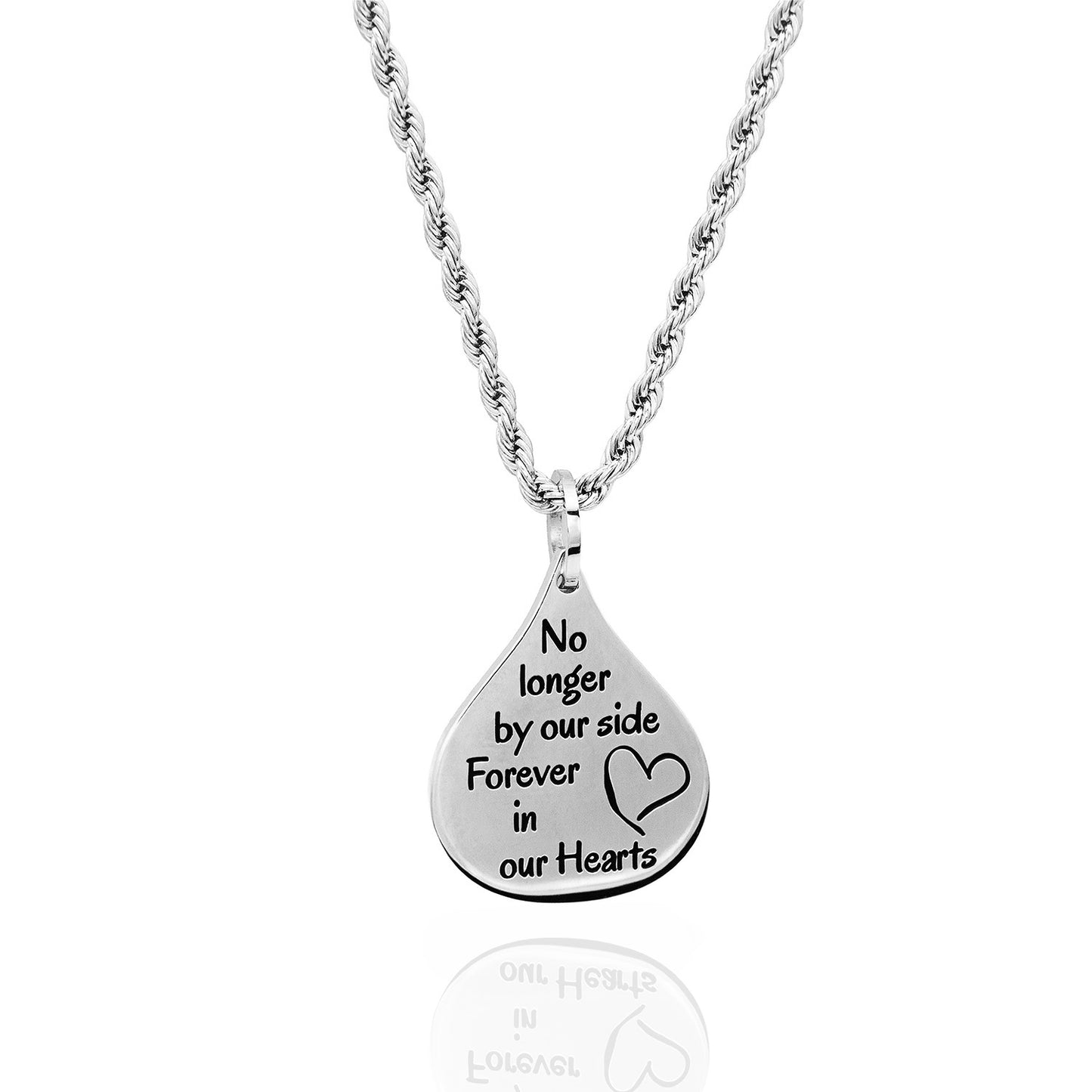 Engravable Teardrop Necklace Stainless Steel Memorial Gift Sympathy Bereavement Jewelry Gift Women or Men
