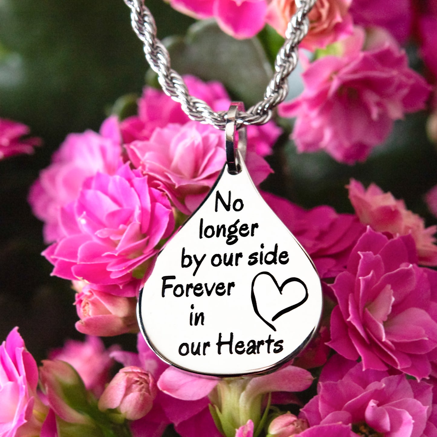 Engravable Teardrop Necklace Stainless Steel Memorial Gift Sympathy Bereavement Jewelry Gift Women or Men