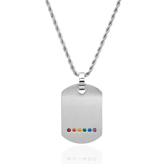 Personalized Rainbow Stainless Steel Pendant Bisexual Pride LGBT Necklace Engraveable Necklace for Men or Women Same-Sex Lesbian Pride Gifts