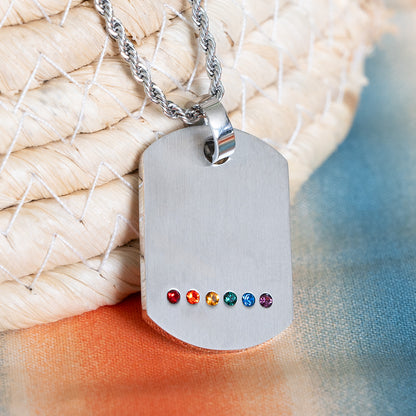 Personalized Rainbow Stainless Steel Pendant Bisexual Pride LGBT Necklace Engraveable Necklace for Men or Women Same-Sex Lesbian Pride Gifts