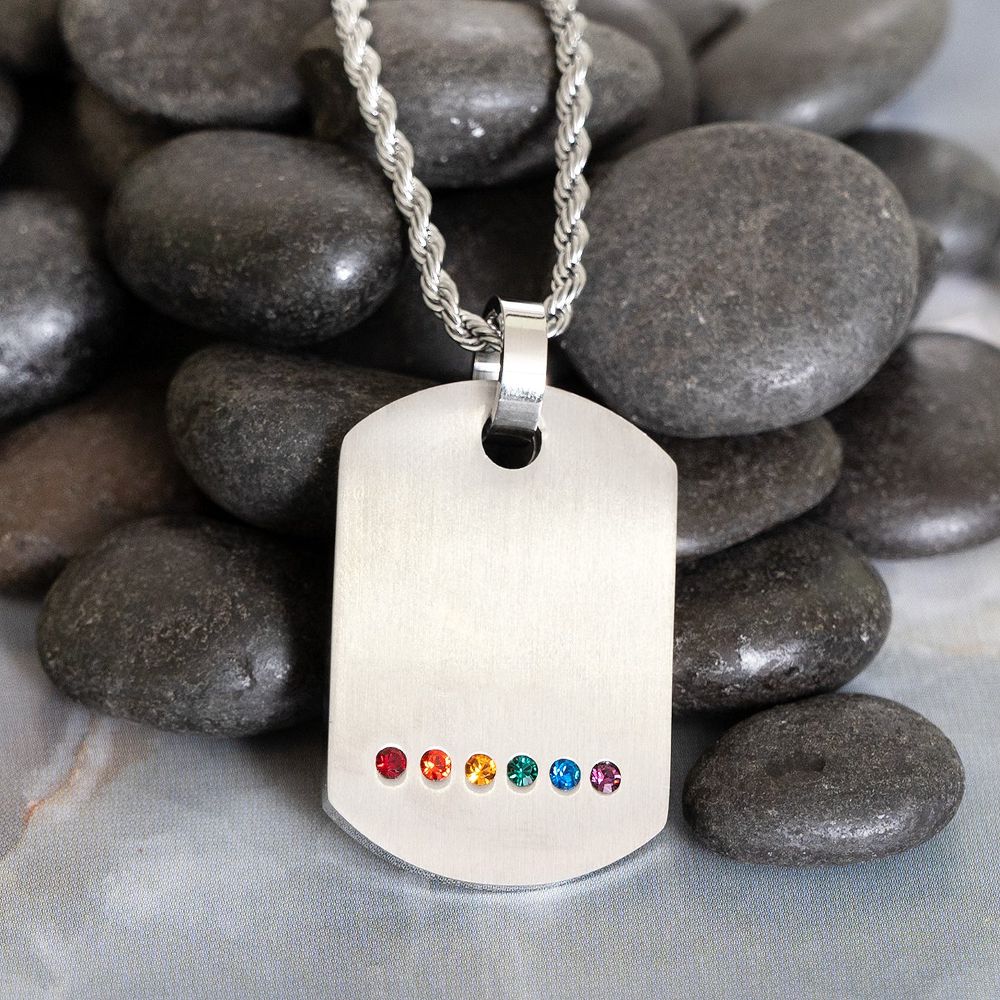 Personalized Rainbow Stainless Steel Pendant Bisexual Pride LGBT Necklace Engraveable Necklace for Men or Women Same-Sex Lesbian Pride Gifts