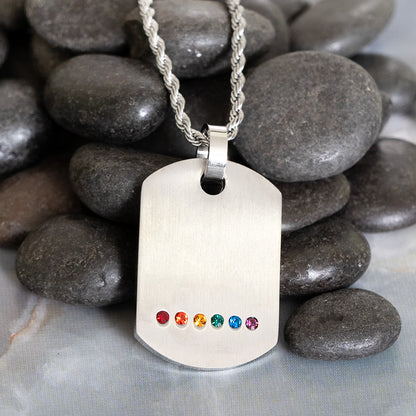 Personalized Rainbow Stainless Steel Pendant Bisexual Pride LGBT Necklace Engraveable Necklace for Men or Women Same-Sex Lesbian Pride Gifts