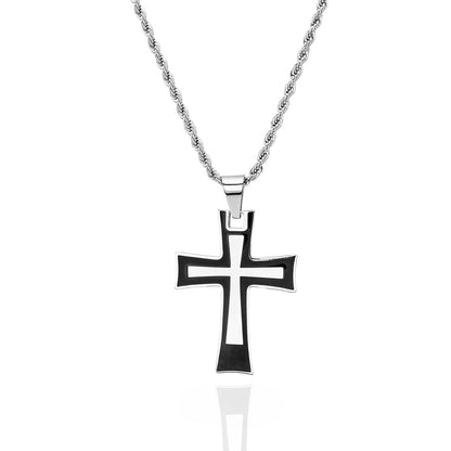 Sleek Stainless Steel Cross Necklace for both Men and Women Christian Religious Gifts