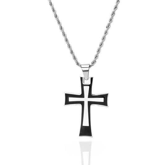 Sleek Stainless Steel Cross Necklace for both Men and Women Christian Religious Gifts