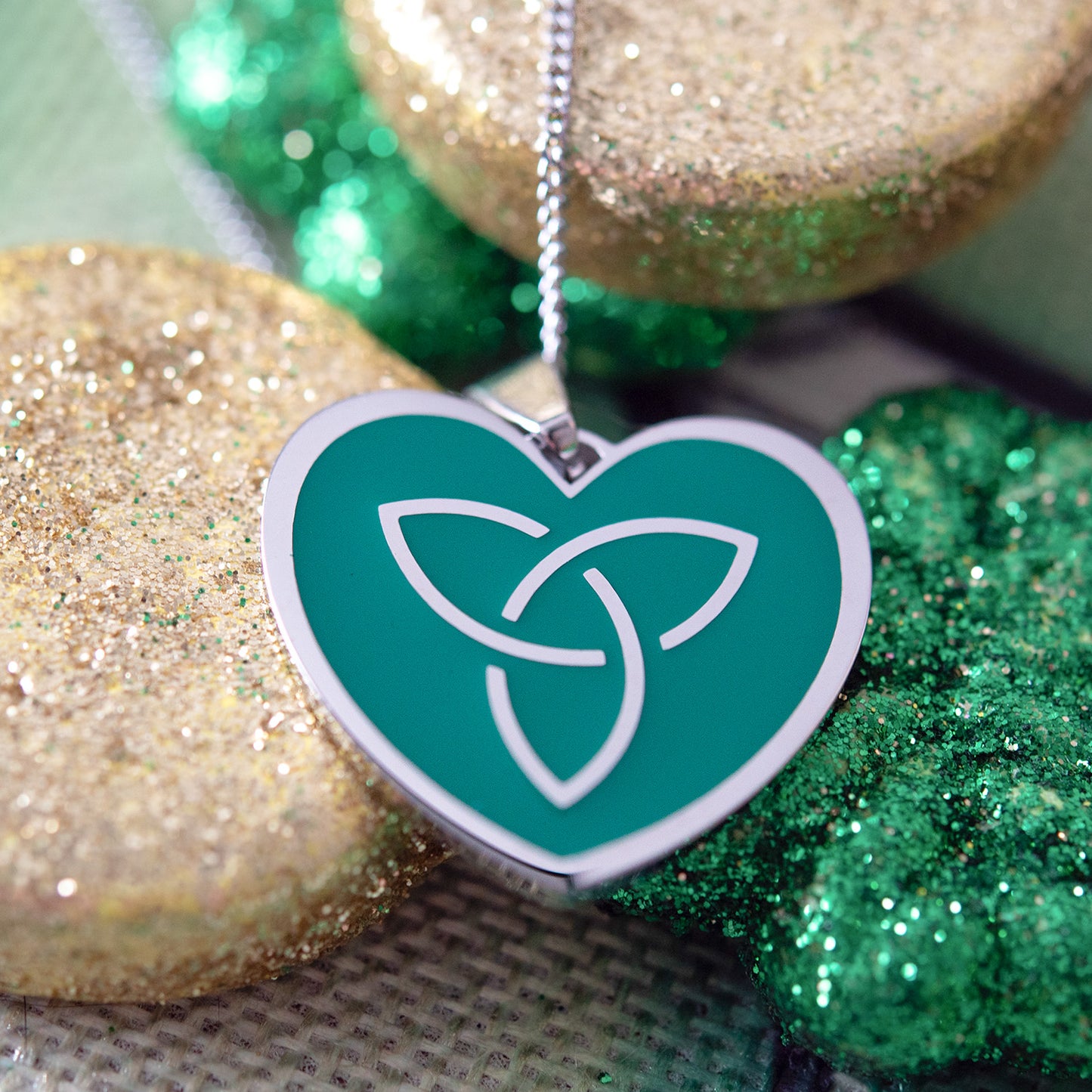 Engravable Celtic Trinity knot Heart Pendant Stainless Steel Necklace for Women or Men Irish Pride Gift