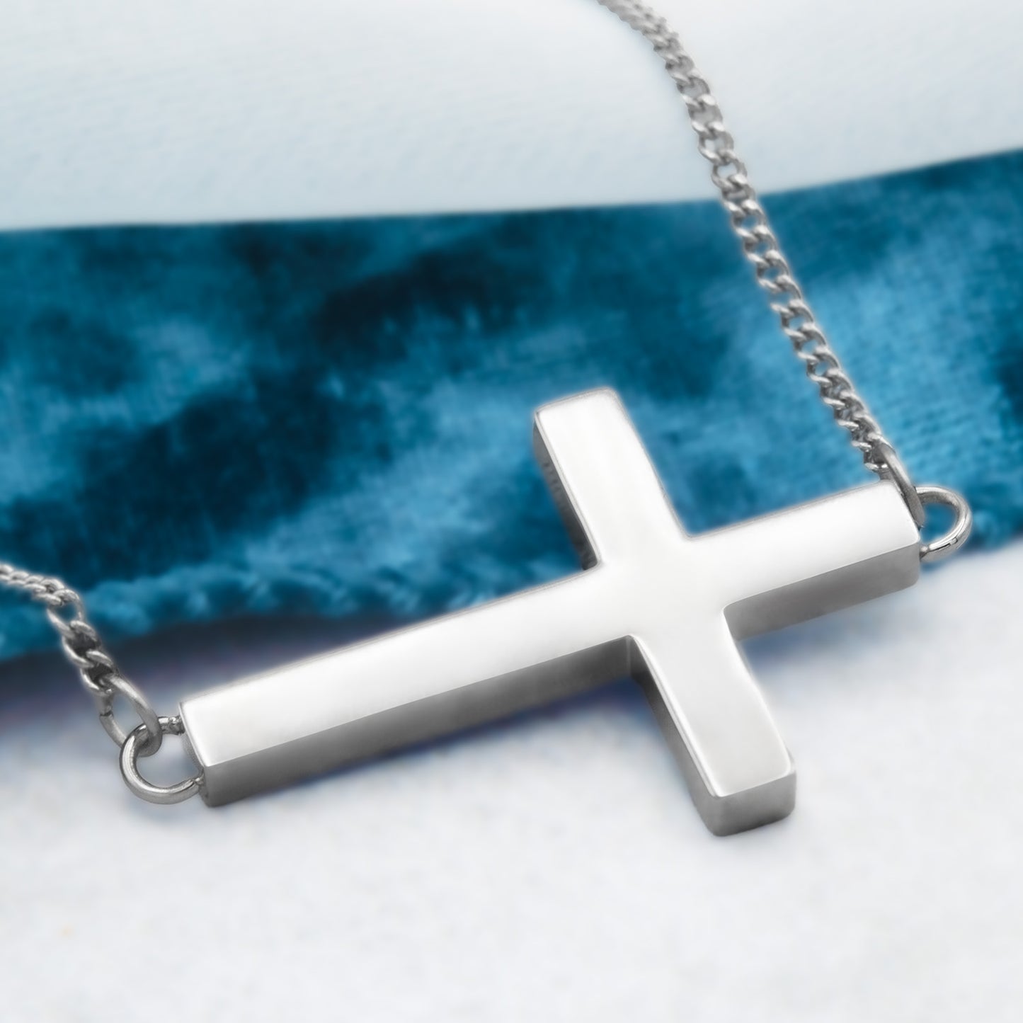 Sideways Cross Pendant Necklace Religious Christian Jewelry Gift for Women Girl Communion Confirmations Gifts