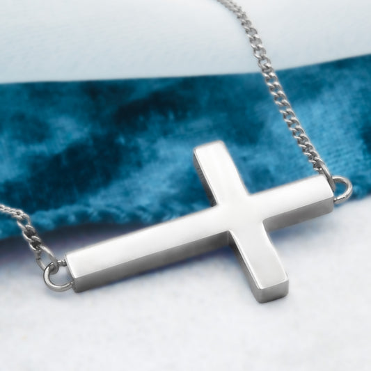 Sideways Cross Pendant Necklace Religious Christian Jewelry Gift for Women Girl Communion Confirmations Gifts