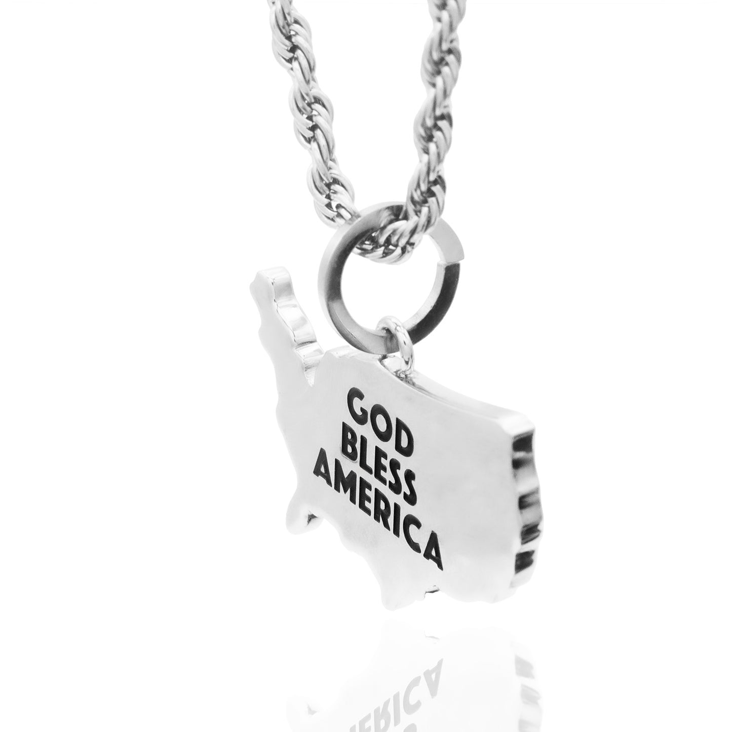 Patriotic United States Map American Flag God Bless America Pendant Necklace - USA Pride Jewelry