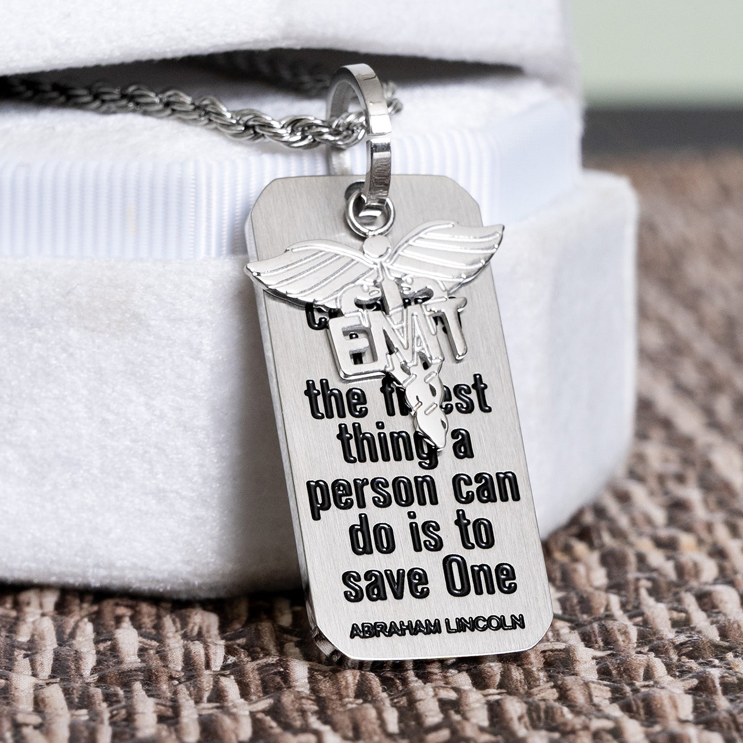 EMT Jewelry Emergency Symbol Responder Stainless Steel Necklace Inspirational Gift Women Men Medical Alert Engrave Personalize EMT Charm