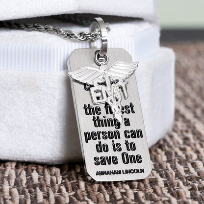 EMT Jewelry Emergency Symbol Responder Stainless Steel Necklace Inspirational Gift Women Men Medical Alert Engrave Personalize EMT Charm