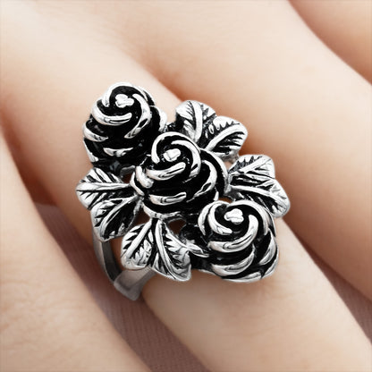 Rose Flower Ring for Women Fashion Stainless Steel Jewelry