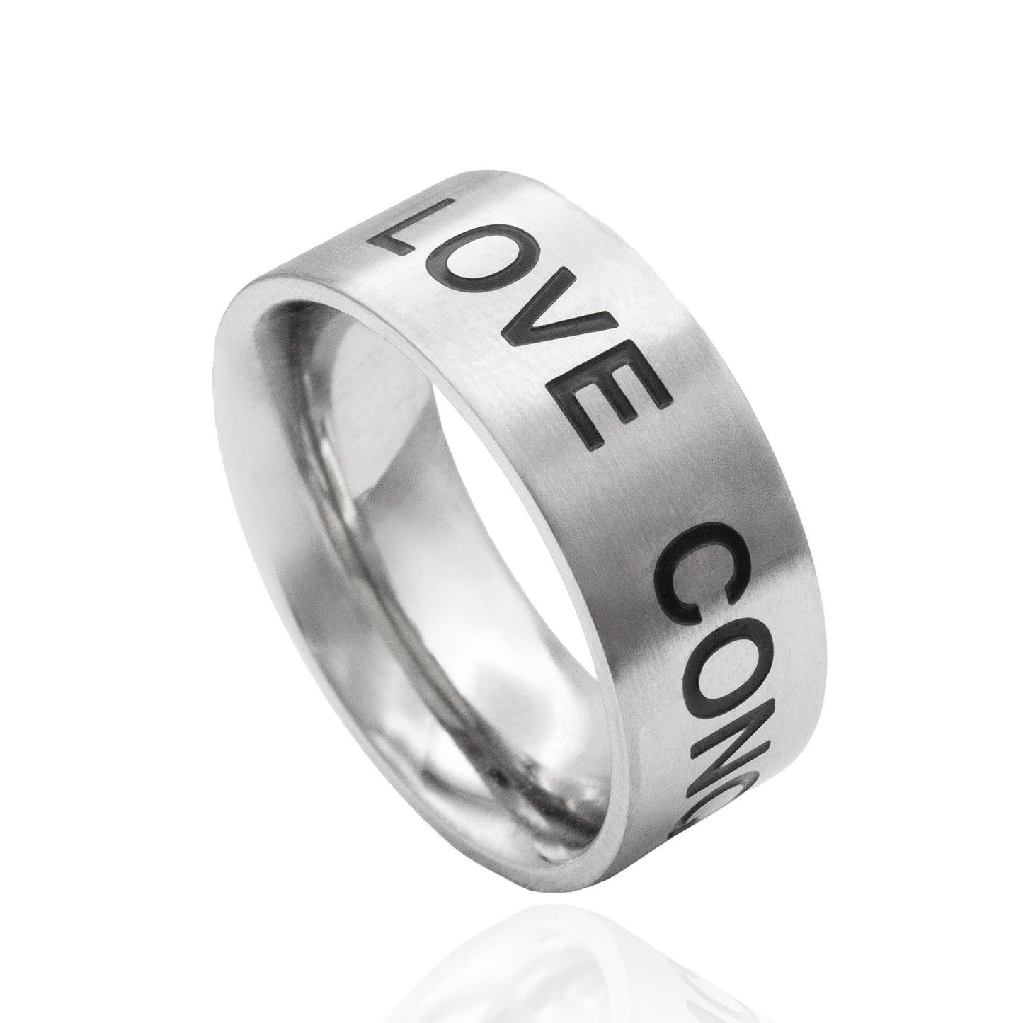Pride Equality LOVE CONQUERS HATE Stainless comfort Ring